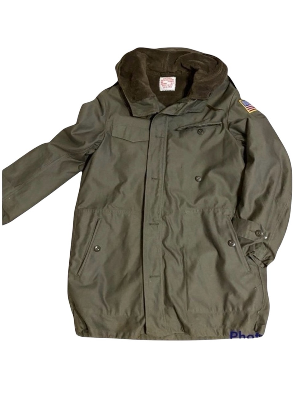 Vintage 60s 70s German Military Field Coat Removable Liner Hood US Large
